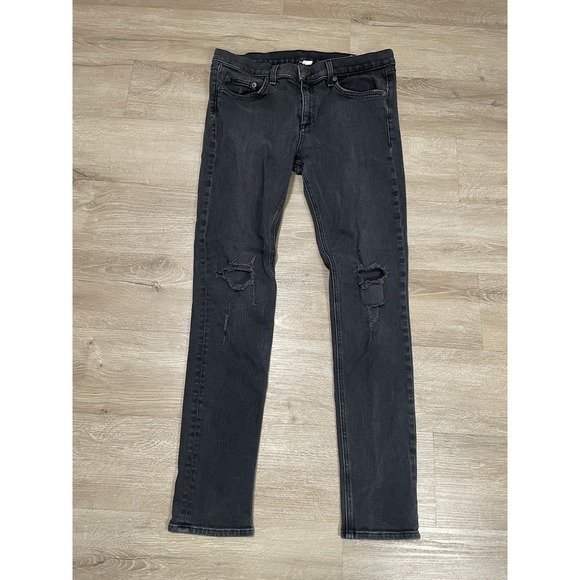 RAG & BONE Women's Sz 32 Mid Rise Ankle Skinny Distressed Jeans In Rock Wholes - Picture 1 of 8
